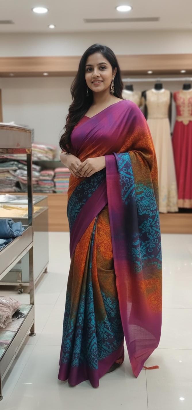 ঐতিহ্যের ছোঁয়ায়—সফট সিল্ক বাটিক শাড়ি