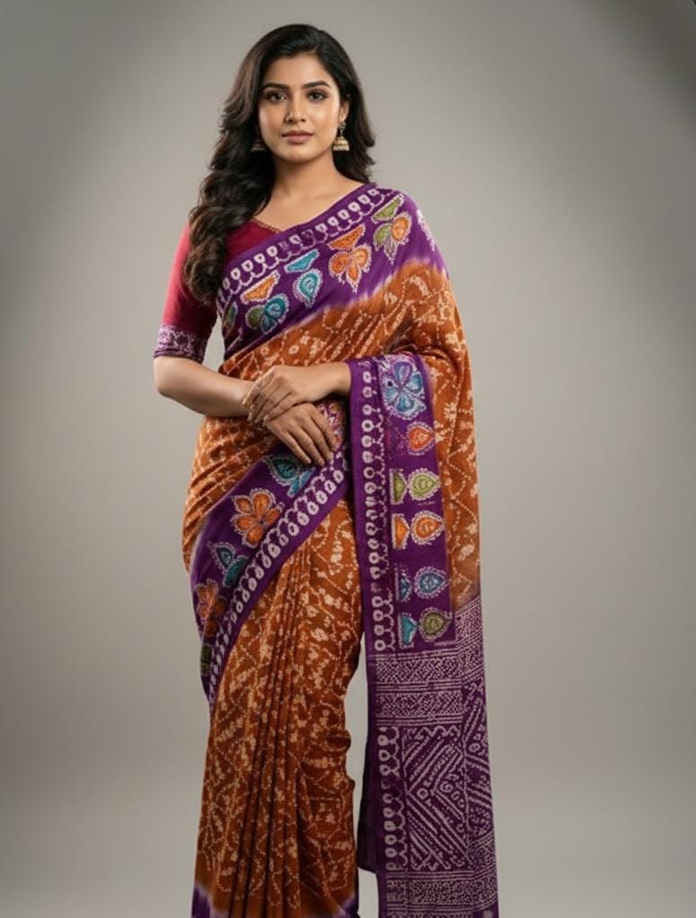 ঐতিহ্যের ছোঁয়ায়—সফট সিল্ক বাটিক শাড়ি